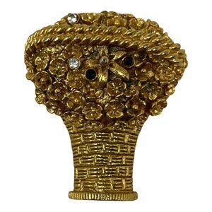 Avon Brooch Solid Perfume Basket Of Flowers Empty‎ Pin  XT- 53